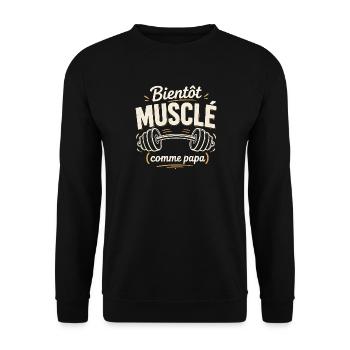 bientôt musclé comme papa gym musculation - Sweat-shirt Unisexe - noir - Devant - Alina (178cm) & Michal (187cm)