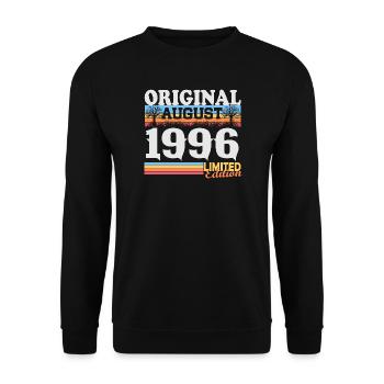 Vintage août 1996 Vintage Rétro Anniversaire - Sweat-shirt Unisexe - noir - Devant - Alina (178cm) & Michal (187cm)