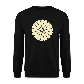 Art Mon Mon Vintage Oriental Jaune Kiku - Sweat-shirt Unisexe - noir - Devant - Alina (178cm) & Michal (187cm)