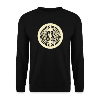 Vintage Oriental Pale Yellow Ikko Ikki Japan Mon - Unisex Sweatshirt - black - Front - Alina (178cm) & Michal (187cm)