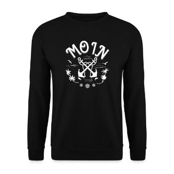 Moin Anker Möven Fische - Unisex Pullover - Schwarz - Vorne - Alina (178cm) & Michal (187cm)