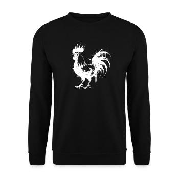 Abstract Rooster White Ink Splatter - Unisex Sweatshirt - black - Front - Alina (178cm) & Michal (187cm)