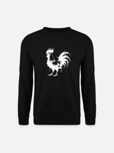 Abstract Rooster White Ink Splatter - Unisex Sweatshirt - black