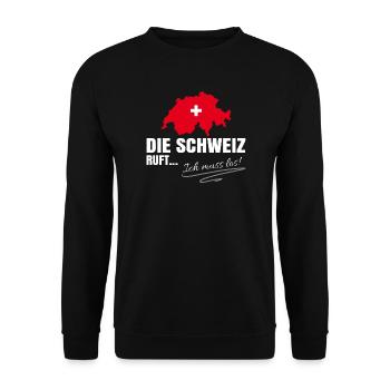 Schweiz Auswandern - Unisex Pullover - Schwarz - Vorne - Alina (178cm) & Michal (187cm)