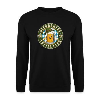 Lustiges Trachtenersatz Biergarten Social Club - Unisex Pullover - Schwarz - Vorne - Alina (178cm) & Michal (187cm)