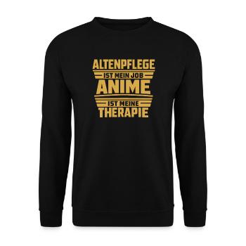 Altenpflege Anime Fan Pflegekraft Geschenk - Unisex Pullover - Schwarz - Vorne - Alina (178cm) & Michal (187cm)