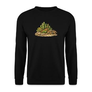 Cactus avec Coyote - Sweat-shirt Unisexe - noir - Devant - Alina (178cm) & Michal (187cm)