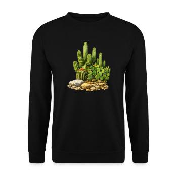Cacti with flowers - Unisex Sweatshirt - black - Front - Alina (178cm) & Michal (187cm)
