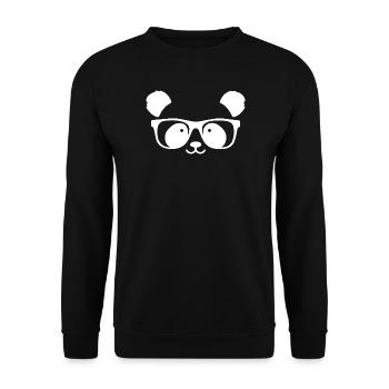 Cute panda with nerd glasses - Unisex Sweatshirt - black - Front - Alina (178cm) & Michal (187cm)