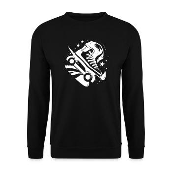 Roller Skates Graphic - Unisex Sweatshirt - black - Front - Alina (178cm) & Michal (187cm)