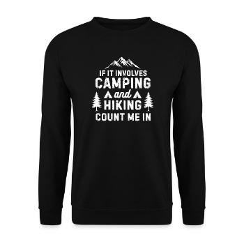 Camping Hiking Nature Lover Outdoor Adventure Gift - Unisex Sweatshirt - black - Front - Alina (178cm) & Michal (187cm)
