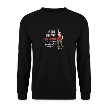 libéré délivré retraité - t-shirt humour retraite - Sweat-shirt Unisexe - noir - Devant - Alina (178cm) & Michal (187cm)
