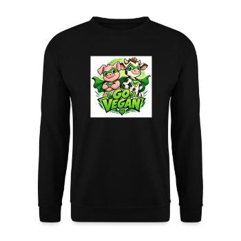 Go vegan superheroes - Unisex Sweatshirt - black - Front - Alina (178cm) & Michal (187cm)