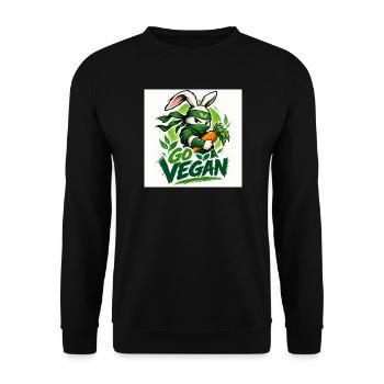 go vegan - Unisex Sweatshirt - black - Front - Alina (178cm) & Michal (187cm)