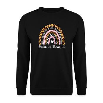 Verhaltenstherapeutin Boho Rainbow Behavior Tech - Unisex Pullover - Schwarz - Vorne - Alina (178cm) & Michal (187cm)