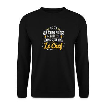 mais c'est moi le chef - Sweat-shirt Unisexe - noir - Devant - Alina (178cm) & Michal (187cm)