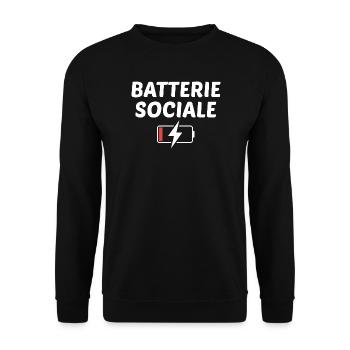 Batterie sociale à 0% - Sweat-shirt Unisexe - noir - Devant - Alina (178cm) & Michal (187cm)
