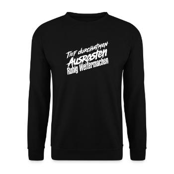 Durchatmen Weiter - Unisex Pullover - Schwarz - Vorne - Alina (178cm) & Michal (187cm)