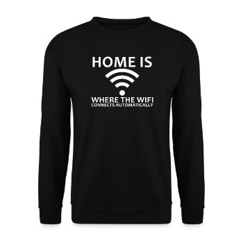 Zuhause ist der Ort, an dem WLAN verbunden ist - Unisex Pullover - Schwarz - Vorne - Alina (178cm) & Michal (187cm)