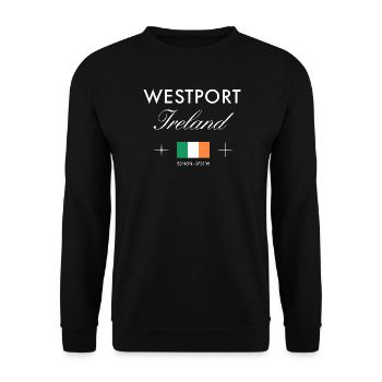 Westport Ireland Coordinates Travel Souvenir - Unisex Sweatshirt - black - Front - Alina (178cm) & Michal (187cm)