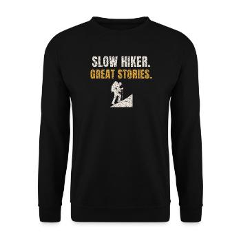 Slow Hiker Great Stories - Unisex Sweatshirt - black - Front - Alina (178cm) & Michal (187cm)