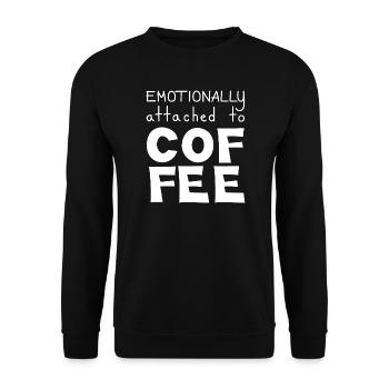 Attaché émotionnellement au café, blanc - Sweat-shirt Unisexe - noir - Devant - Alina (178cm) & Michal (187cm)