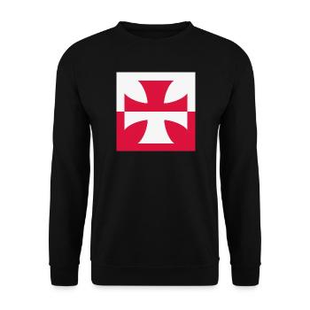 Wappen der Polnischen Husaren – weiß-rotes Symbol - Unisex Pullover - Schwarz - Vorne - Alina (178cm) & Michal (187cm)