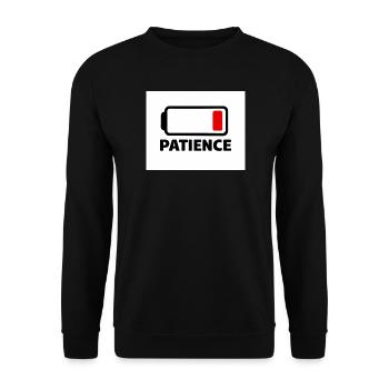 PATIENCE Battery Icon with Font - Unisex Sweatshirt - black - Front - Alina (178cm) & Michal (187cm)