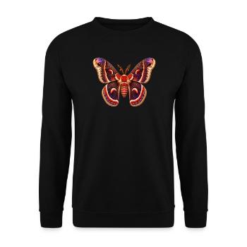 Cecropia Moth Hyalophora cecropia Cartoon-Stil - Unisex Pullover - Schwarz - Vorne - Alina (178cm) & Michal (187cm)