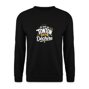 Tonton qui déchire  - Sweat-shirt Unisexe - noir - Devant - Alina (178cm) & Michal (187cm)