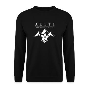 Aetti – Der Beste vom Berg – Alpen Silhouette Art - Unisex Pullover - Schwarz - Vorne - Alina (178cm) & Michal (187cm)
