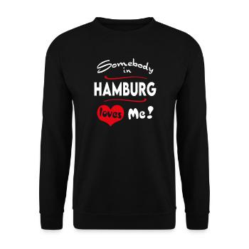 Hamburg Stadt Ville Ville Ville Urbaine de T-shirts Heimatliebe - Sweat-shirt Unisexe - noir - Devant - Alina (178cm) & Michal (187cm)