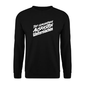 Durchatmen Statt Eskalieren - Unisex Pullover - Schwarz - Vorne - Alina (178cm) & Michal (187cm)
