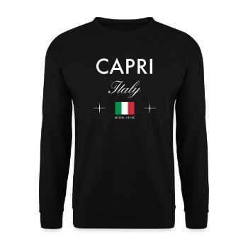 Capri Italien Koordinaten Reise Souvenir - Unisex Pullover - Schwarz - Vorne - Alina (178cm) & Michal (187cm)