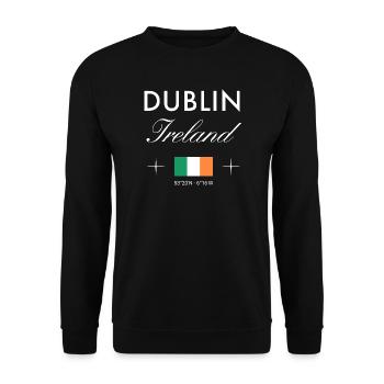 Dublin Ireland Coordinates Travel Souvenir - Unisex Sweatshirt - black - Front - Alina (178cm) & Michal (187cm)