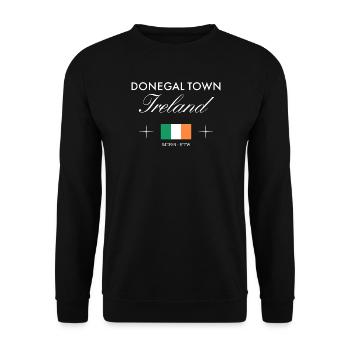 Souvenir de voyage de la Ville de Donegal Coordonnées Irlande - Sweat-shirt Unisexe - noir - Devant - Alina (178cm) & Michal (187cm)