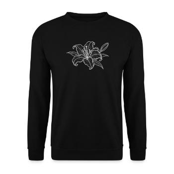 Spitzenblume Ornament Muster - Unisex Pullover - Schwarz - Vorne - Alina (178cm) & Michal (187cm)