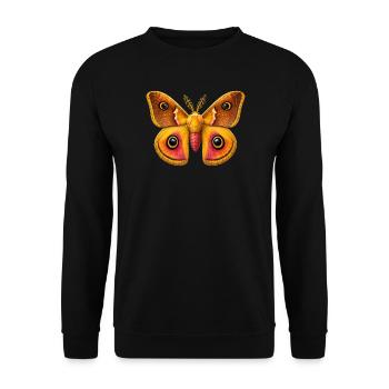 Kaiser Moth Saturnia pavonia Cartoon-Stil - Unisex Pullover - Schwarz - Vorne - Alina (178cm) & Michal (187cm)