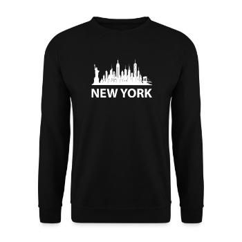 NEW YORK Skyline Weiß - Unisex Pullover - Schwarz - Vorne - Alina (178cm) & Michal (187cm)