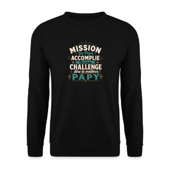 Mission De Papa Accomplie Cadeau Pour Futur Papy - Sweat-shirt Unisexe - noir - Devant - Alina (178cm) & Michal (187cm)