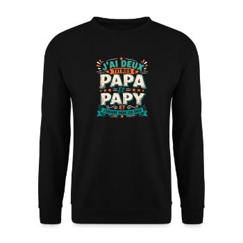 J'ai Deux Titres Papa Et Papy - Sweat-shirt Unisexe - noir - Devant - Alina (178cm) & Michal (187cm)