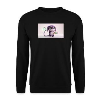 Cute Fluffy Creature Artist with Paint Palette and - Unisex Pullover - Schwarz - Vorne - Alina (178cm) & Michal (187cm)