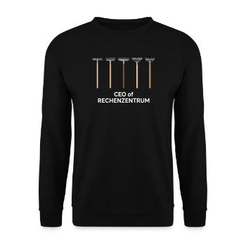 CEO of Rechenzentrum Gartenoutfit Gartenarbeit - Unisex Pullover - Schwarz - Vorne - Alina (178cm) & Michal (187cm)