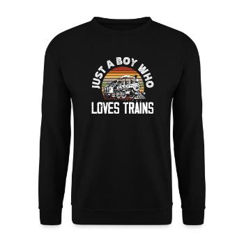 Nur Ein Junge Der Züge Liebt Retro Vintage - Unisex Pullover - Schwarz - Vorne - Alina (178cm) & Michal (187cm)