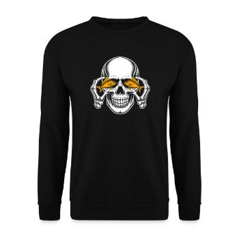 Crâne aux yeux de poisson rouge - Sweat-shirt Unisexe - noir - Devant - Alina (178cm) & Michal (187cm)