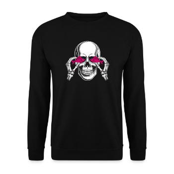 Crâne avec poisson rose - Sweat-shirt Unisexe - noir - Devant - Alina (178cm) & Michal (187cm)