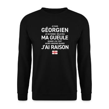 Je Suis Georgien Je Ne Ferme Deja Pas Ma Gueule... - Sweat-shirt Unisexe - noir - Devant - Alina (178cm) & Michal (187cm)