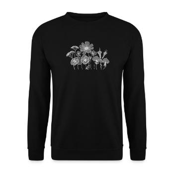 Blüten Silhouette Florale Konturen - Unisex Pullover - Schwarz - Vorne - Alina (178cm) & Michal (187cm)