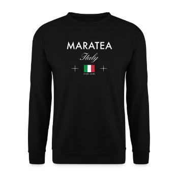 Maratea Italy Coordinates Travel Souvenir - Unisex Sweatshirt - black - Front - Alina (178cm) & Michal (187cm)