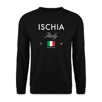 Ischia Italy Coordinates Travel Souvenir - Unisex Sweatshirt - black - Front - Alina (178cm) & Michal (187cm)